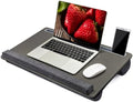 Extra Large Lap Laptop Desk - Full PU Material Mouse Pad Gaming Tray - Portable LapDesk with Phone Holder & Wrist Rest for Notebook, MacBook, Tablet, Bed, Sofa(Gray, Fit Up 17.3-in Laptops) by AUWOD