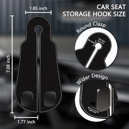 Blusabaca 2PCS Car Seat Headrest Hooks, Purses Bags Holder, Black - Image 5
