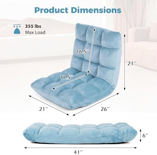 COSTWAY Floor Chair, Video Gaming Chairs with Back Support (Mint Blue) - Image 3