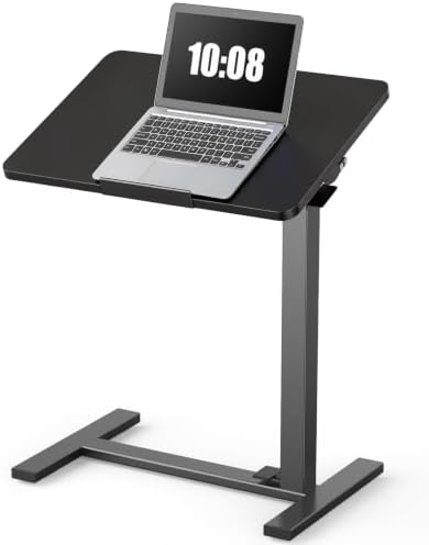 DUMOS Overbed Table with Wheels, Height-Adjustable Bedside Table, Black by DumosLifestyle