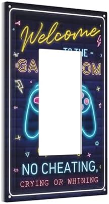 Decorative Outlet Covers Welcome to the Game Room Sign 1 Gang Rocker Light Switch Covers Single Gfci Wall Plate Electrical Receptacle Switchplate Plug Faceplate for Bedroom Decor - Image 2