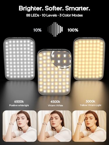 Selfie Light Rechargeable Phone Light Clip-On – Portable LED Selfie Light with 3 Color Modes & 10 Brightness Levels for iPhone, TikTok, Makeup, Vlogging, Live Streaming, Zoom - Image 2