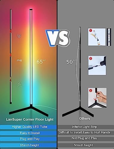 LanSuper Smart Corner Floor Lamp, 65" RGBW Color Changing LED Floor Lamp - Image 6