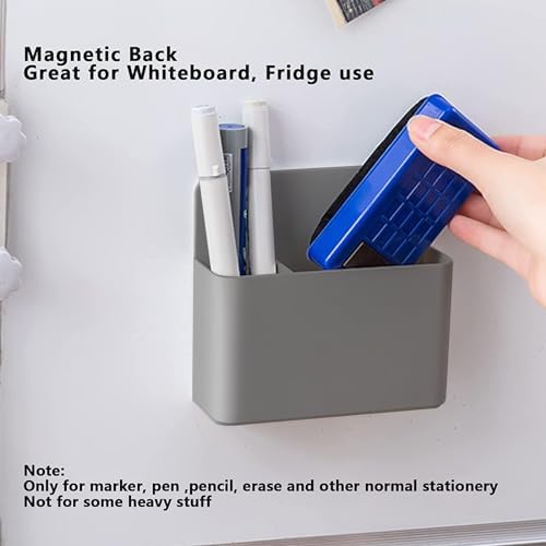 noonebutyou 2 Pcs Magnetic Marker Holder Dry Erase Marker Holder Wall Mount Self Adhesive Pen Holder Magnetic Marker Cup Holders for Whiteboard, Fridge, Home Office School (Grey) - Image 5