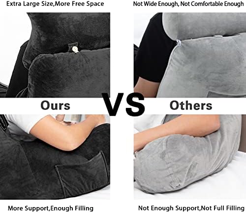 Reading Pillow-Extra Large 31" Bed Rest Pillow with Detachable Neck Roll & Arms for Sitting in Bed or Couch-Backrest Reading Pillow Adult Back Pillows for Reading,Watching TV,Gaming,Relaxing-Black - Image 5