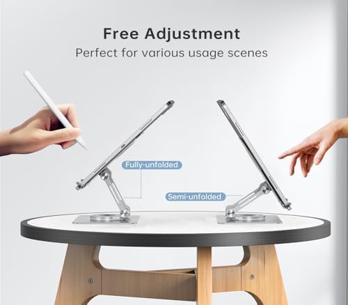 Orlian Tablet Stand Adjustable with 360° Swivel Base Aluminum Tablet Stand Holder for iPad/Samsung/iPad Pro Air Mini/Galaxy/Switch, Sliver - Image 5