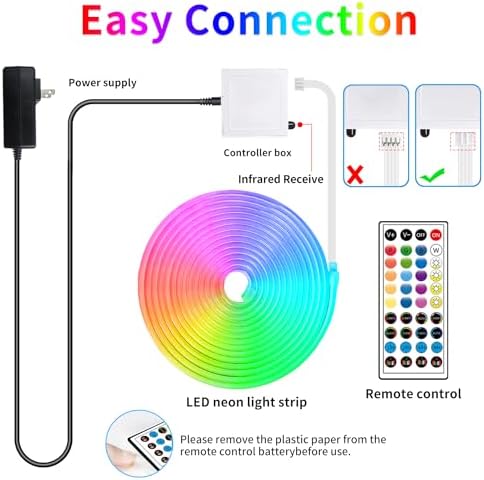 segrass 32.8ft LED neon Lights with Remote APP Control IP65 Waterproof Flexible Neon Strip Lights 24V RGB Rope Lights for Bedroom Room Outdoors Décor - Image 7