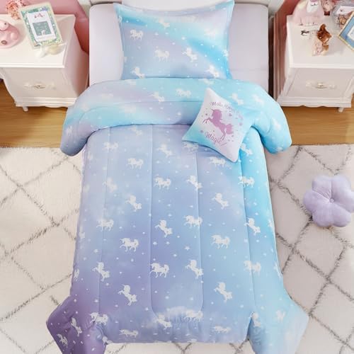 Full Size Comforter Sets for Girl-4 Pieces Unicorn Glow in the Dark Bedding - Image 6