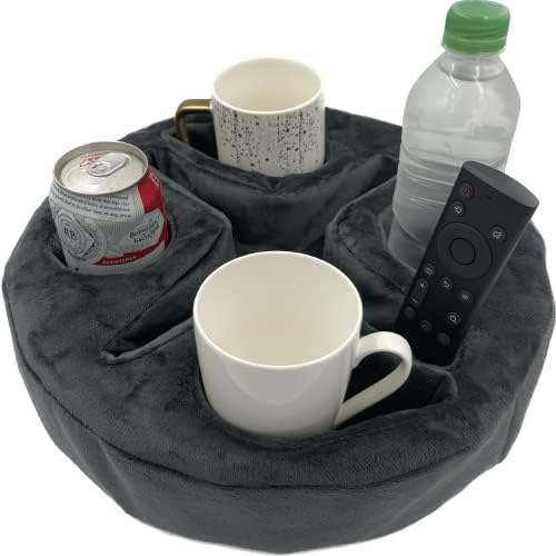 Xchouxer Couch and Bed Cup Holder Pillow, Sofa Organizer Caddy for Drinks, Remotes, Phones, Snacks (Gray) by Xchouxer