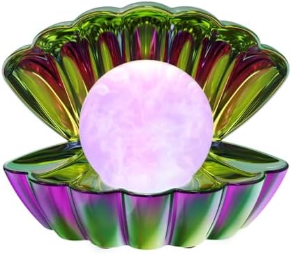 LKUA Shell Pearl Beach Themed Night Light, RGB 8 Colors Changing Mood Shell Pearl Lamps, Bedside LED Clamshell Portable Night Lights for Bar (Electroplating Colorful) by LKUA