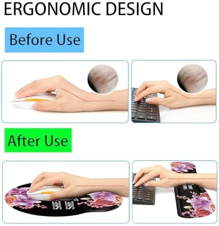 Keyboard Wrist Rest and Mouse Pad Wrist Support Set with Coaster,Non-Slip PU Base for Gaming and Office,Comfortable & Lightweight for Easy Typing & Pain Relief,Flower She Believed She Could So She Did - Image 3