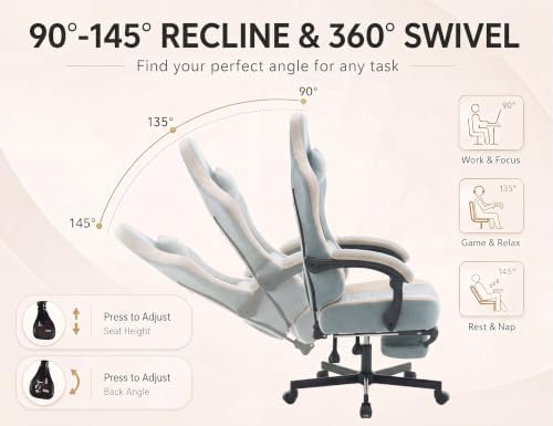 Office Desk Computer Gaming Chair for Adults, Ergonomic High Back Gamer Chair with Massage and Pocket Spring Cushion, Swivel Comfy Video Game Chairs with Footrest and Lumbar Support (Pro Blue) - Image 4