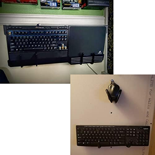 2 Pack Universal Keyboard and Mouse Wall Mount Storage Organizer, Keyboard & Mouse Wall Clip Wall Hanger Wall Display Storage Holder Keyboard Stand - No Keyboard No Mouse - No Falling - Image 5