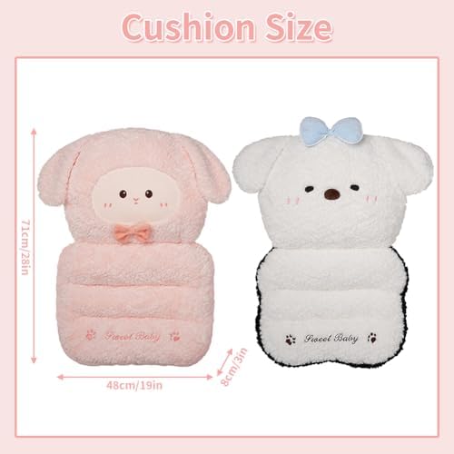 Cute Cat Chair Cushion Kawaii Dog Plush Desk Seat Cushions Soft Seat Cushions for Office Playroom Gaming Accessories Room Bedroom Decor (White Dog) - Image 2