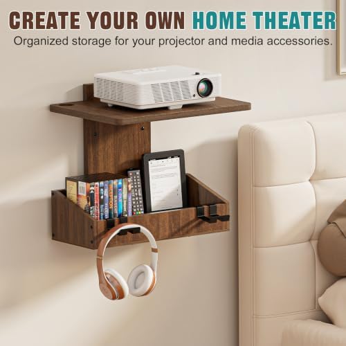 2-Tier Floating TV Wall Shelf With Video Game Storage, Controller Holder - Image 7