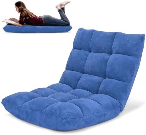 COSTWAY Floor Chair, Video Gaming Chairs with Back Support (Blue) by COSTWAY