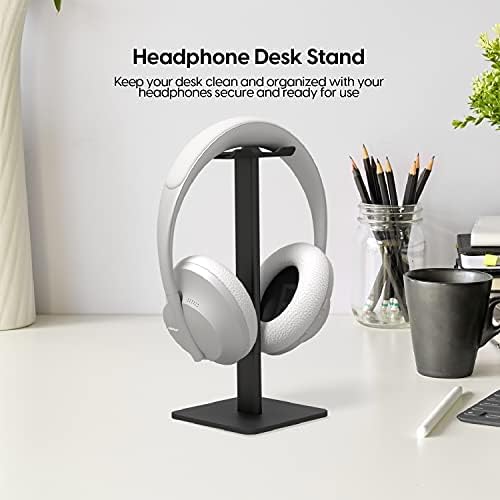 TalkWorks Headphone Stand Holder-Desktop Headset Stand Organizer and Tabletop Space Saver for Home, Office and Gaming Room - Sleek Design, Easy Assembly and Durable Non-Slip Base,Black - Image 2