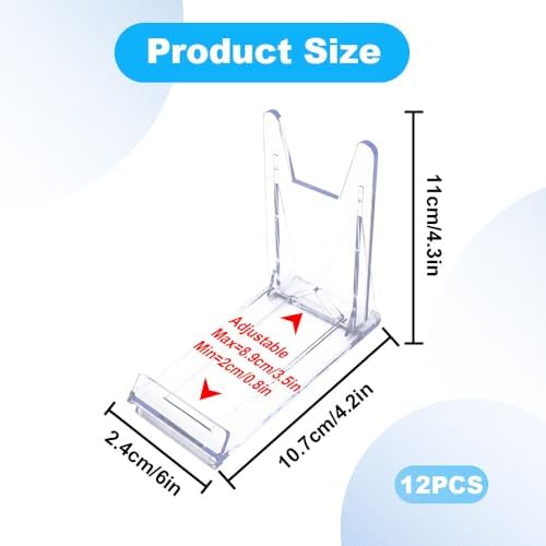 12 Pcs Adjustable Acrylic Display Stand, Clear Purse Stand Holder for Wallet Handbag Bag Jewelry, Plate Display Stands for Book Stationary Gameboy Handhelds & N64 Controllers Cards - Image 2