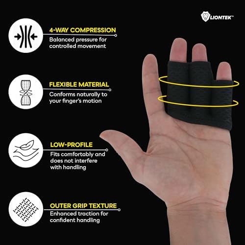 LIONTEK Triple Flow Finger Sleeve V3 Pair — Joint Support & Compression for Activity, BJJ, Fitness, Volleyball, Basketball, and More (Medium) - Image 2