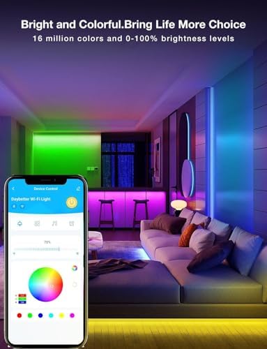 DAYBETTER Smart WiFi Led Lights 100ft - Led Strip Lights Work with Alexa and Google Assistant RGB Strip Lighting Music Sync Color Changing with App Voice Remote Control for Room Bedroom Decor 50ft*2 - Image 5