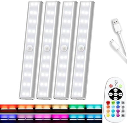 RGB Under Cabinet Lights,48-LED Light Bar,Stick On Closet Lights by Haigvel