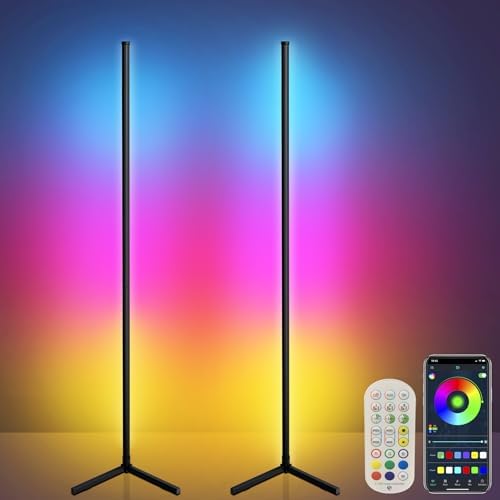LanSuper Smart Corner Floor Lamp, 65" RGBW Color Changing LED Floor Lamp by LanSuper