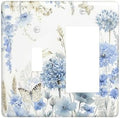 Decorative Outlet Covers Blue Floral Hydrangea Watercolor Wildflower 2-Gang Combo Light Switch Cover Plate Single Toggle/Rocker Wall Plate Plug Switch Plate Covers for Bathroom Decor by JOOJIAO
