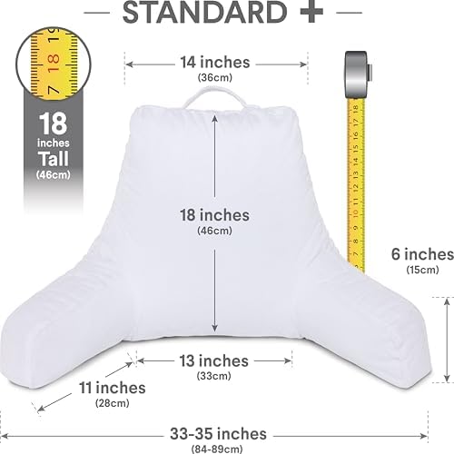 Husband Pillow White, Original Reading Pillow in Bed Rest Chair, Shredded Memory Foam Large Lounge Cushion Adult Backrest with Arms, Comfy Back Support for Sit Sitting Up, Washable/Removable Cover - Image 2
