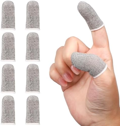 10 Pack Anti-Sweat Mobile Gaming Finger Sleeves for Gaming, Smooth Thumb Covers, Breathable Finger Covers for Mobile Games, Phone Gaming Accessories, iPad Gaming Accessories, Light Grey by ENPOINT