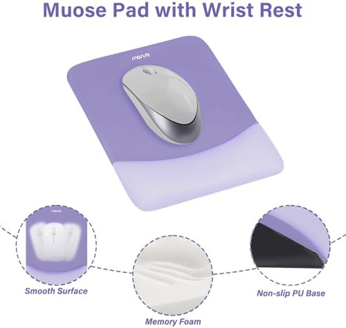 MOSISO Wrist Rest Support Mouse Pad & Keyboard Set, Purple | Rectangular Ergonomic Mousepad, Non-Slip Base, Home/Office Pain Relief & Easy Typing, Neoprene Cloth & Raised Silicone Lining - Image 3