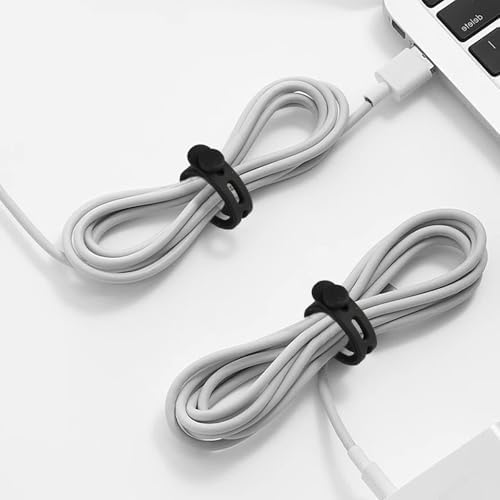 20 Pcs Black Silicone Cable Ties, Reusable Cable Straps Wire Organizer. - Image 5