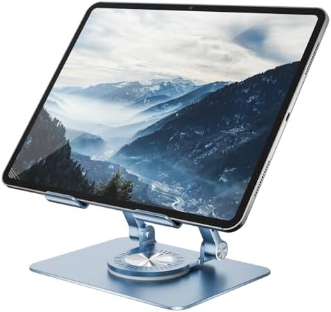 Orlian Tablet Stand Adjustable with 360° Swivel Base Aluminum Tablet Stand Holder for iPad/Samsung/iPad Pro Air Mini/Galaxy/Switch, Blue by Orlian