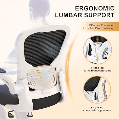 Synorla Office Chair|Ergonomic Desk Chairs 330LBS Capacity | Flip-up Armrests,Mesh Computer Chair,High Back,Comfy Work,Adjustable Lumbar Support - Image 7
