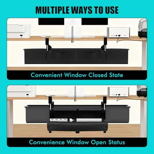 No Drill Under Desk Cable Management Tray - 36" Premium Fabric Cord Organizer for Table - with Silicone Pads & Cable Ties & Sticky Notes - Supports Up to 30lbs for Office & Home - Image 3