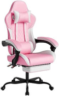 Pink Ergonomic Video Gaming Chair | Massage Lumbar Support, 90°-135° Reclining with Footrest, Adjustable Height 360° Swivel PU Leather Office Chair for Adults by Unknown