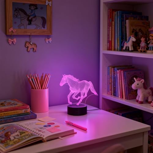 Attivolife Horse Night Light for Kids, 3D Illusion Optical LED Lamp with Remote Control +16 Color Changing, Animal Room Decor Bedside Lamp, Unique Birthday Gifts for Horse Lovers Girls Women - Image 5