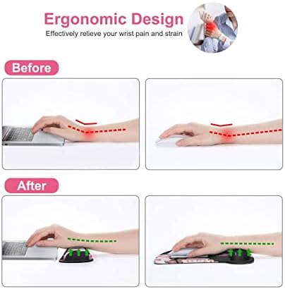MOSISO Peony Wrist Rest Support for Mouse Pad & Keyboard Set, Black - Image 3