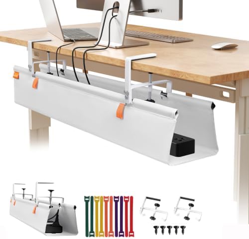 Under Desk Cable Management Tray No Drill,36Inch Cable Management,White by SUREUP9