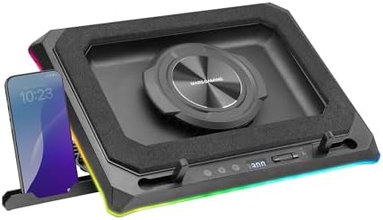 Mars Gaming MNBC Ultra, Cooling Base and Stand, 140 mm Fan, CoolCore Airflow Technology, RGB Chroma, 5 Positions, Compatible with Laptops up to 18 Inches, Smartphone Holder, 4 x USB-A, Black by Mars+Gaming