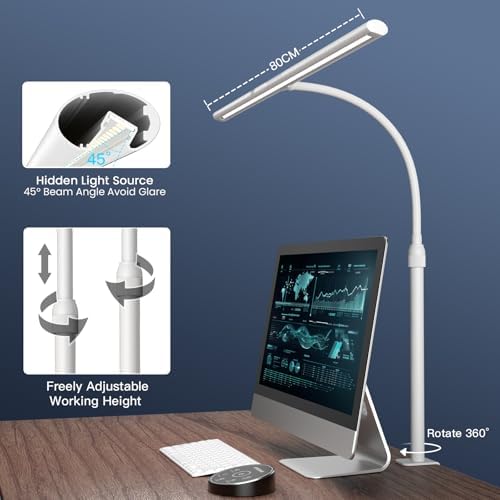 EYOCEAN Desk Lamp, 31.5" Desk Light for Home Office, Brightest 24W, Gesture Sensor & Remote Control, Dimmable & Color Temperature, Monitor Light Bar with Telescopic Rod, Height Adjustable - Image 6