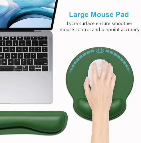 Dapesuom Keyboard Wrist Rest and Mouse Pad with Wrist Support, Cute Memory Foam Cushion for Keyboard and Mouse Set, Ergonomic Pad Rests with Non Slip Base for Easy Typing & Pain Relief, Forest Green - Image 5