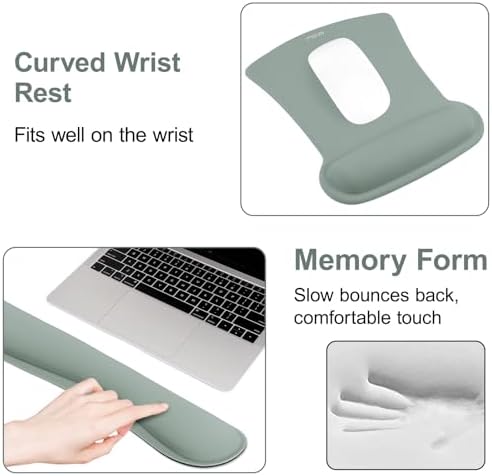 MOSISO Wrist Rest Support for Mouse Pad & Keyboard Set, Antique Green - Image 5