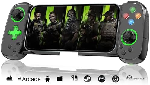 Koiiko Phone Game Controller for iPhone 17/Android/PC/Switch, Play COD, Genshin,Support Streaming on PS5/Xbox/PC Console, Cloud Gaming Wireless Gamepad Joystick, Turbo/6-Axis Gyro/Dual Motor, Green Light by Koiiko-BeBornforGame