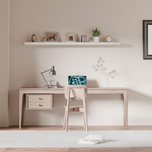 60 inch Long White Floating Shelves Set of 1 | Solid Wood Large Wall Shelves with Invisible Brackets for Living Room, Bedroom, Bathroom, Kitchen, Laundry Room (White, 60 Inch) - Image 5