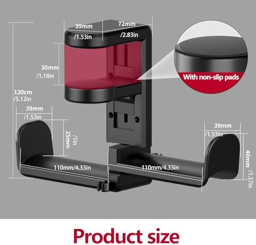 360° Rotating Desk Headphone Hook with Dual Hangers, Clamp-On Under Desk Organizer Holder for Headphones, Bags, Cables – Durable ABS, Fits 0-1.18" Thick Desks, Max Load 44LBS/2Kg,Black - Image 6