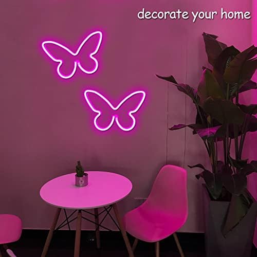 2 Pieces Butterfly Neon Sign USB/Battery Powered LED Light for Wall Decor - Image 2