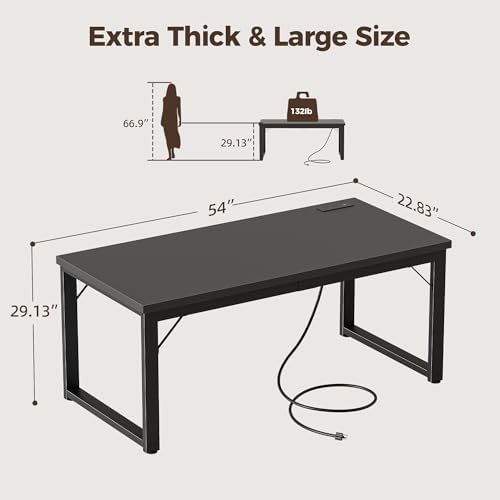 Mericonia 54 Inch Computer Desk, 1.2" Thick Heavy Duty Office Table - Image 2