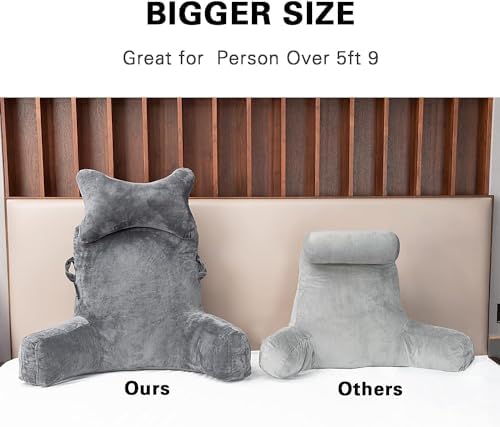 SLIGUY Reading Pillow Extra Large 31" Bed Rest Pillow with Detachable Neck Roll for Sitting in Bed or Couch Adult Back Pillow for Watching TV/Gaming/Relaxing - Image 3