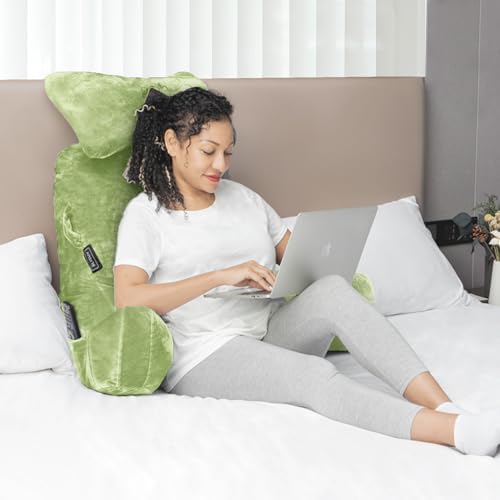 SLIGUY Reading Pillow-Bed Rest Pillow with Detachable Neck Roll & Higher Support Arm for Sitting in Bed Couch or Floor-Backrest Reading Pillow Adult Back Pillow for Reading/Watching TV/Gaming,Green - Image 6