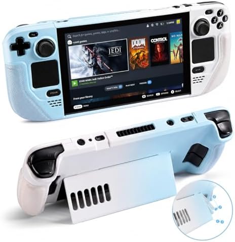 UYIYE Case for Steam Deck OLED & LCD with Kickstand, White-Blue Gradient by Unknown